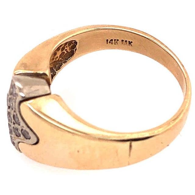 Modern 14 Karat Two-Tone Yellow and White Gold Ring With Diamond Cluster 0.30 TDW, Size 7 For Sale - Image 3 of 9