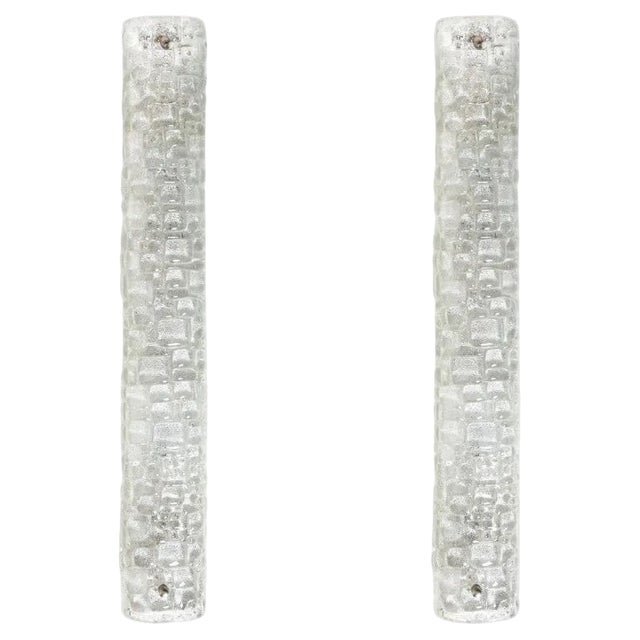 White Clear Bubbled Glass Wall Lights from Hillebrand, 1960s, Set of 2 For Sale