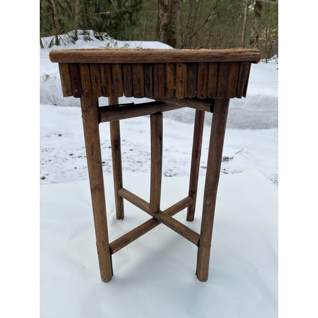 Adirondack Style Wood and Bark Side Table For Sale - Image 4 of 9