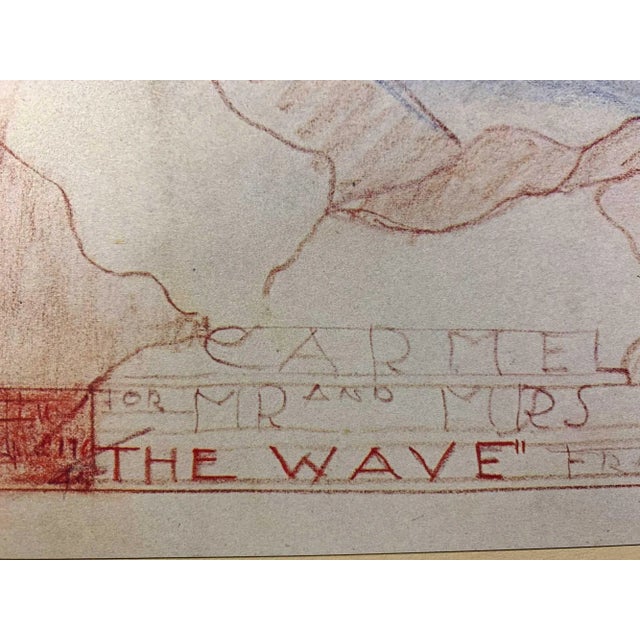 Wood Frank Lloyd Wright Lithograph Sign Stuart Haldorn House "The Wave" 1945 W/Frame For Sale - Image 7 of 9