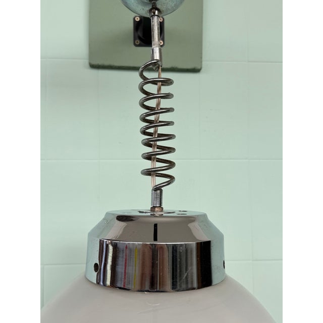 Orange Space Age UFO Glass and Steel Pendant Light, 1970s For Sale - Image 8 of 15