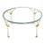 Round Glass Top Chrome Legs Solid Brass Stretchers & Feet Coffee Center Table For Sale