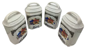 Ceramic Containers, 1890s, Set of 4