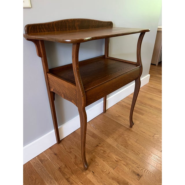 Wood Antique Oak Server For Sale - Image 7 of 10