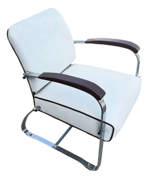 1930s Streamline Art Deco Chrome Tubular Speed Lounge Club Chair, Lloyd Manufacturing Attributed