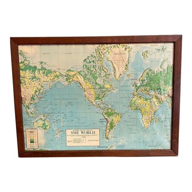 Vintage 1963 School World Map For Sale