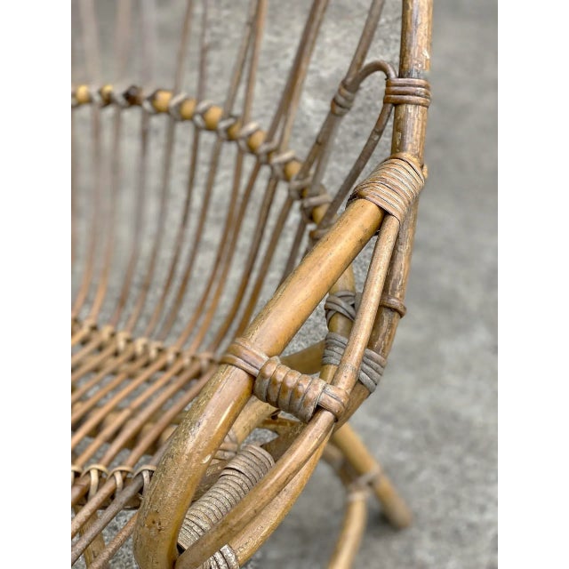 Wood Vintage Boho Coastal Rattan Sculptural Arm Chairs - a Pair For Sale - Image 7 of 11