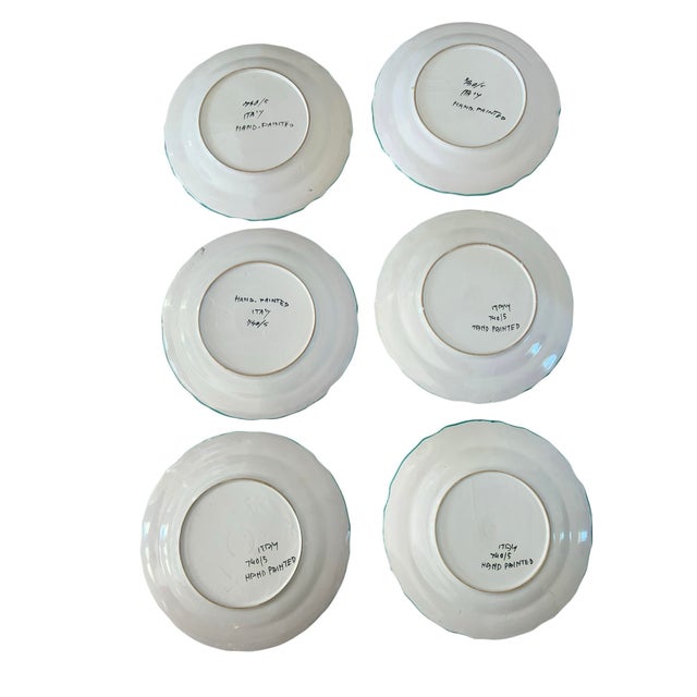 1960s Italian Hand Painted Floral Dinner Plates- a Set of 6 For Sale - Image 4 of 11