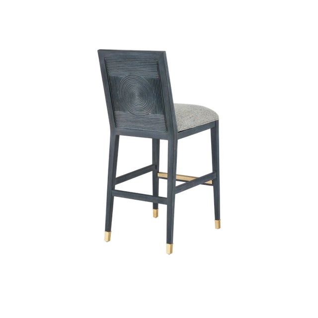 Blue Currey & Company Santos Vintage Navy Bar Stool, Barrett Dusk For Sale - Image 8 of 10