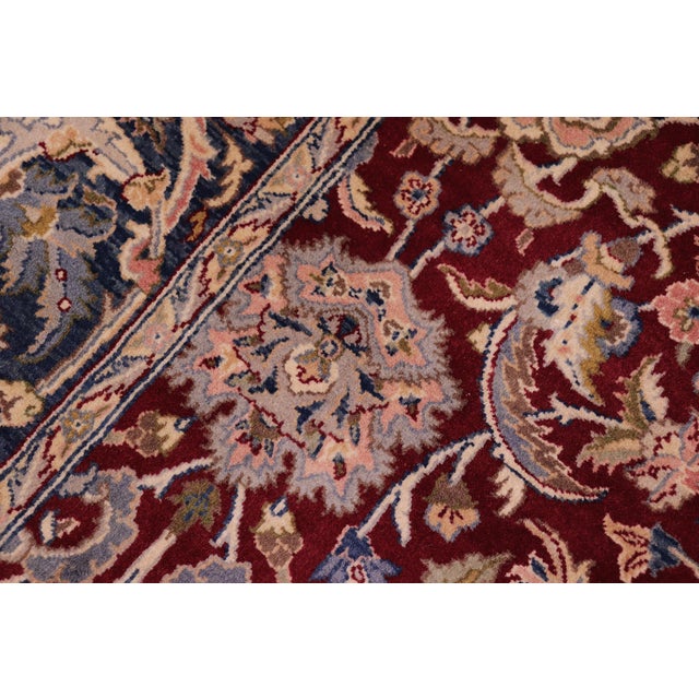 Shabby Chic Beautiful 1990's Floral Pak-Persian Red/Teal Wool Rug - 6'4'' X 9'2'' For Sale In New York - Image 6 of 9