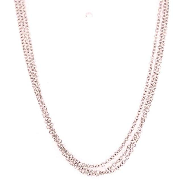 14 Karat White Gold Cable Link Three-Strand Necklace For Sale - Image 4 of 7