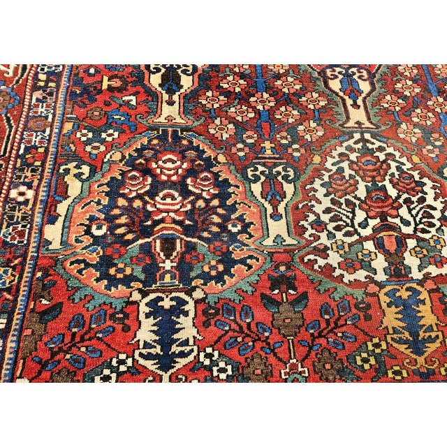 Vintage Oversized Persian Bakhtiari Rug, Hand-Knotted Wool, Vase Panel Pattern, Red & Ivory, 11x17 For Sale - Image 13 of 17
