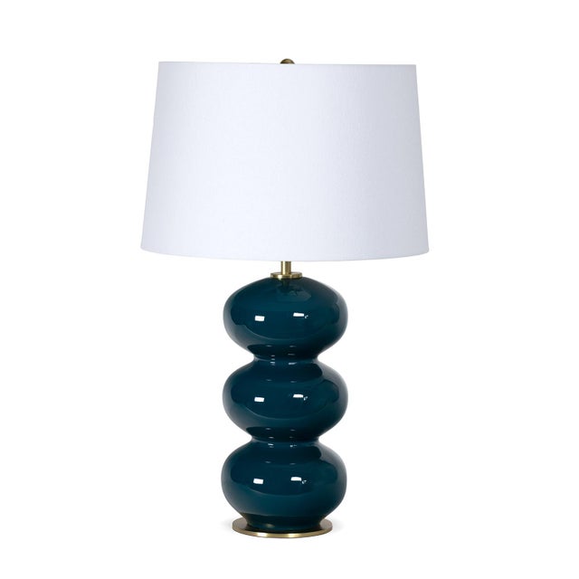 Hewitt Ceramic Table Lamp, Peacock For Sale - Image 4 of 4