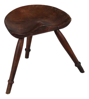 Danish Sculptural Wooden Milk Stool 3-Legged in the style of Mogens Lassen, 1920s