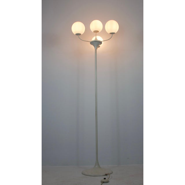 Mid-Century Space Age White 4-Arm Floor Lamp attributed to Max Bill for Temde, 1960s For Sale - Image 9 of 12