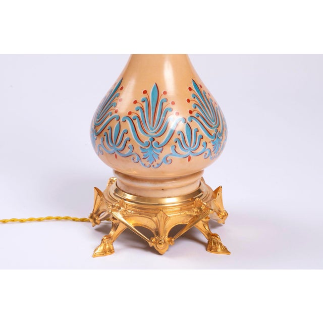 Gothic Style Gilt Bronze & Opaline Table Lamps, 1890s, Set of 2 For Sale - Image 5 of 10