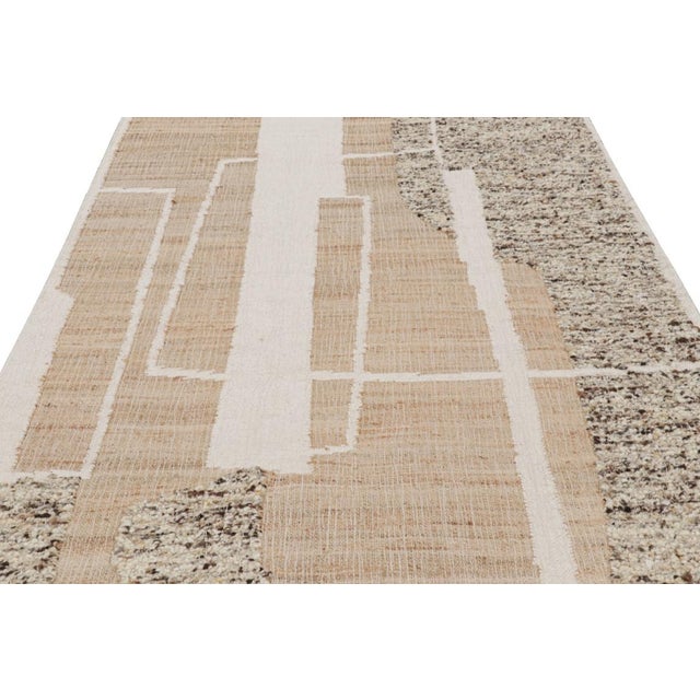 2010s Rug & Kilim’s Abstract Flatweave With Cream and Beige Geometric Patterns For Sale - Image 5 of 7