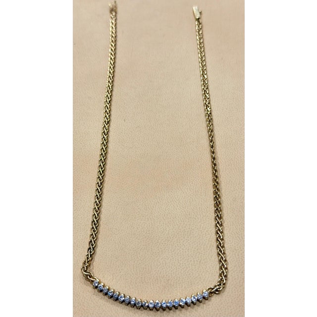 Vintage 1 Ct White Diamond Necklace 14 Karat Yellow Gold, 15 Inch Long For Sale In New York - Image 6 of 18