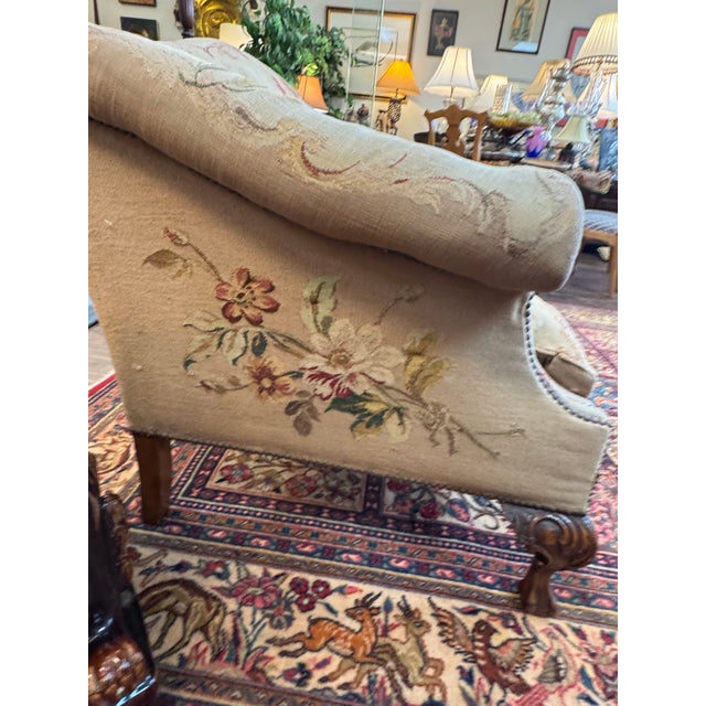 Antique French Aubusson Sofa on English Walnut Frame For Sale - Image 4 of 11