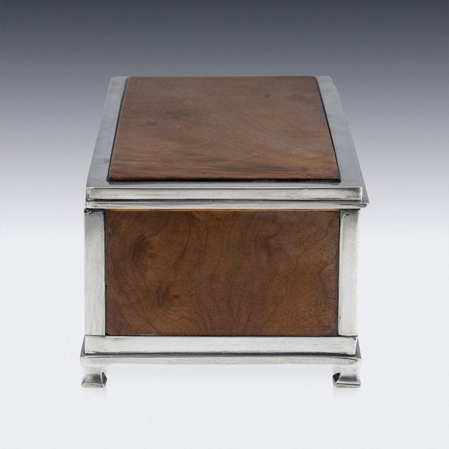 Brown Vintage American Silver Cigar Box, 1920 For Sale - Image 8 of 18