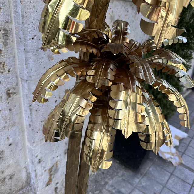 Palm Trees Floor Lamp in Gilt Brass by Christian Techoueyres for Maison Jansen, France, 1970s For Sale - Image 15 of 18