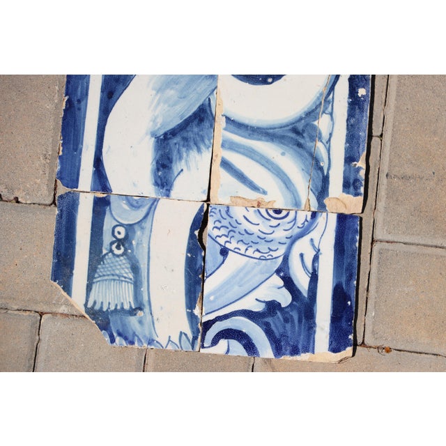 Antique 18th Century Portuguese Baroque Tiles With Ornamental Scrollwork & Tassel Details, Set of 8 For Sale - Image 4 of 10