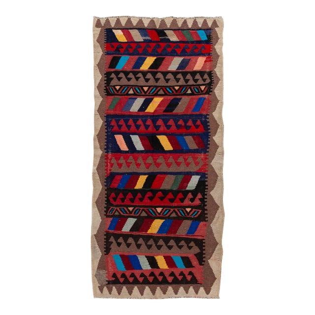 Mid-20th Century Vintage Kilim Runner Rug 4' 2" X 9' 5''. For Sale