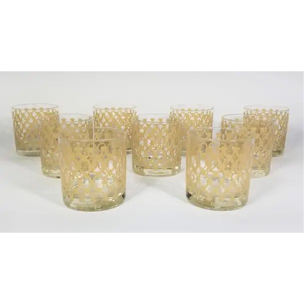 Mid Century 1970s Georges Briard Glassware Barware. Set of 9. All glasses are signed and in Excellent Condition