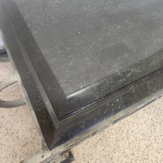 Late 20th Century French Art Deco Style Iron and Marble Coffee Table For Sale - Image 10 of 14