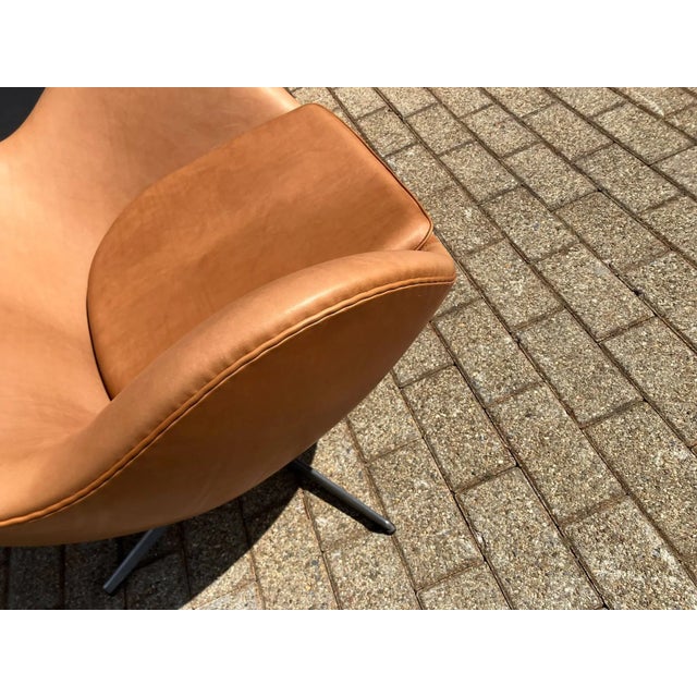 Fritz Hansen Egg Chair 07-'63 Cognac Camel Vintage Leather For Sale - Image 11 of 17