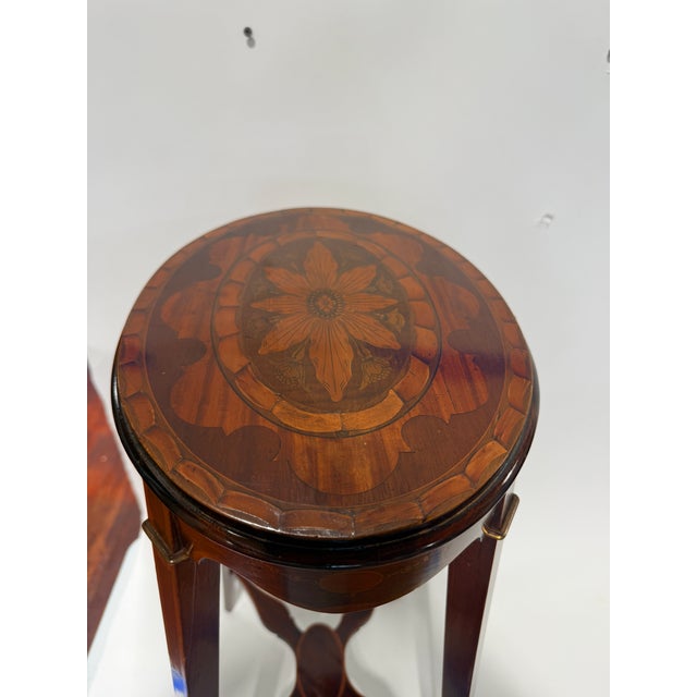 Brown Fine Quality Edwardian Inlaid Oval Tea Table With Pull Slide Shelf For Sale - Image 8 of 8