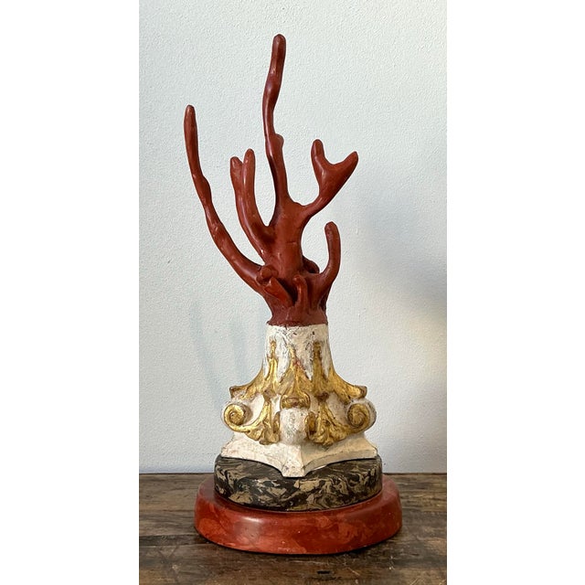 Vintage Italian Scagliola Artisanal Pigmented Plaster Coral Branch For Sale - Image 10 of 12