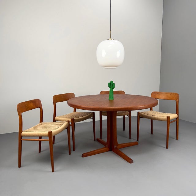 Brown Round Teak Dining Table with Extension by Svend Åge Madsen, 1960s For Sale - Image 8 of 15