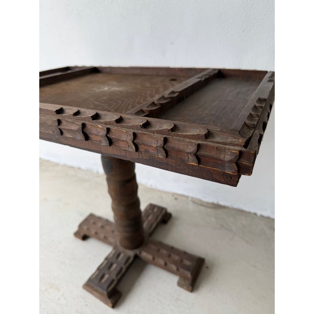 Mid 20th Century Vintage Hand Carved Tramp Style Side Table For Sale - Image 5 of 10