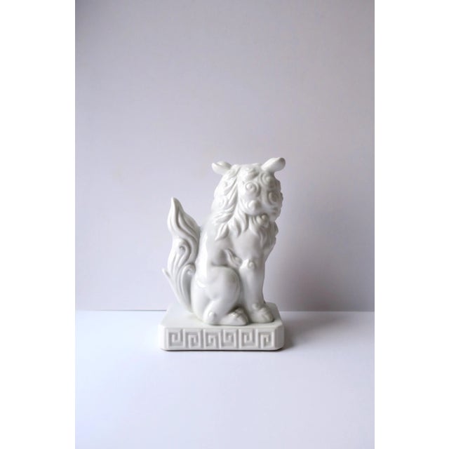 Ceramic White Porcelain Foo Dog Lion Decorative Object or Bookend From Japan For Sale - Image 7 of 8