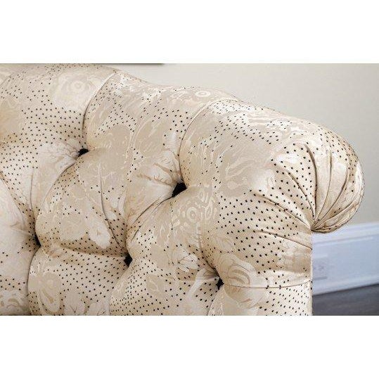 Traditional Vintage Classic Tufted Silk Loveseat For Sale - Image 3 of 10