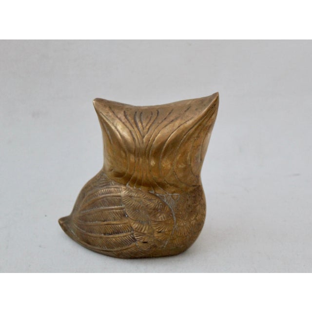 Vintage Mid Century Large Brass Owl Sculpture For Sale In Miami - Image 6 of 9
