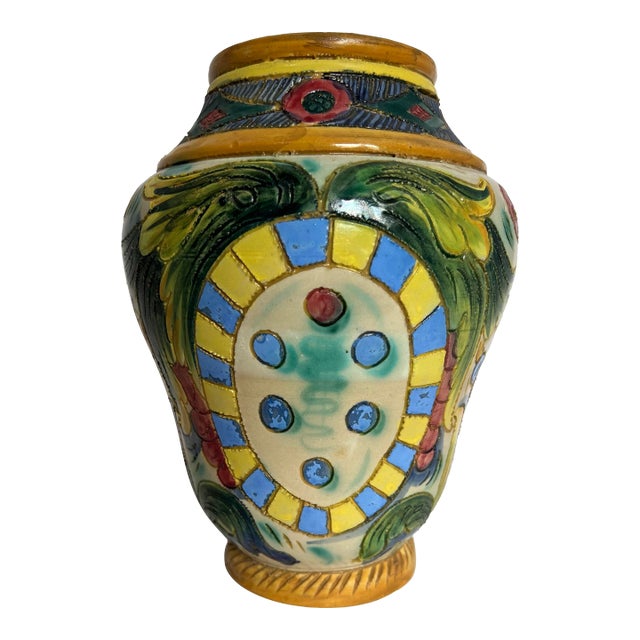 Antique Sgrafitto Italian Majolica Lamp Base For Sale