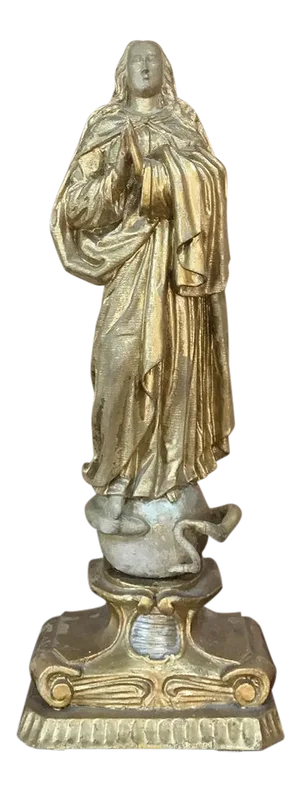 18th Century Italian Hand Carved and Painted Wood Madonna Statue