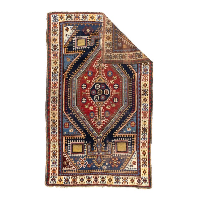 Antique Tribal Persian Qashqai Gabbeh Rug 4'5" x 7’1”. Wool pile rugs, usually scatter formats, woven by the Qashghai...