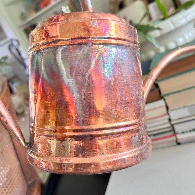 Metal Vintage Copper Watering Can With Long Spout and Aged Patina For Sale - Image 7 of 12