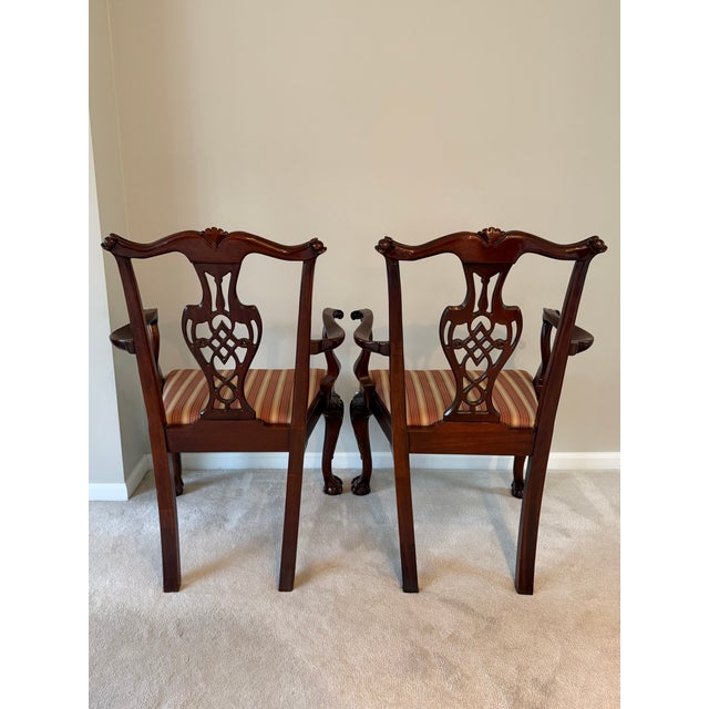 Late 20th Century English Traditional Chippendale Mahogany Armchairs - A Pair For Sale In Chicago - Image 6 of 18