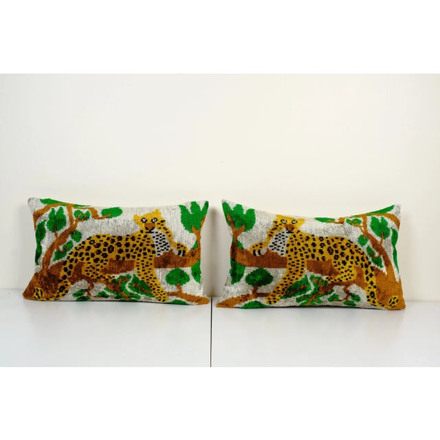 Silk Ikat Velvet Pillow, Animal Pillows With Tree Design For Sale In Philadelphia - Image 6 of 6