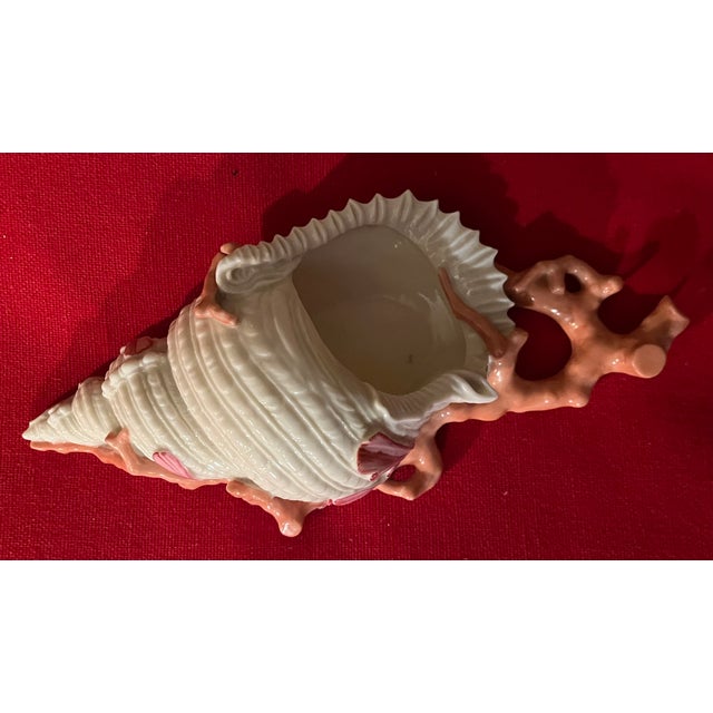 Antique 19th Century Royal Worcester Porcelain Conch Sea Shell & Coral Wall Pocket Vase For Sale In New York - Image 6 of 12