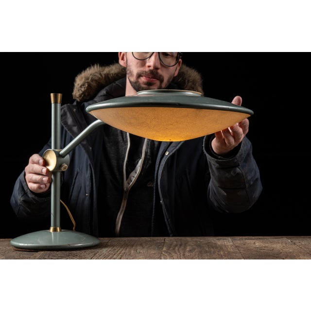 c. 1960s; Dazor Manufacturing Corp. - St. Louis, MO Mid-Century Modern enameled steel desk lamp distinguished by a...