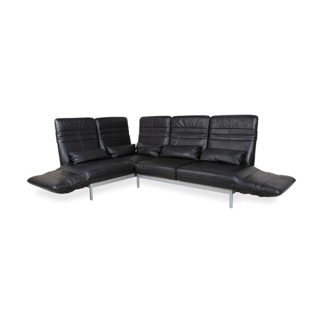 Plura Corner Sofa in Black Leather with Manual Function by Rolf Benz For Sale - Image 4 of 18