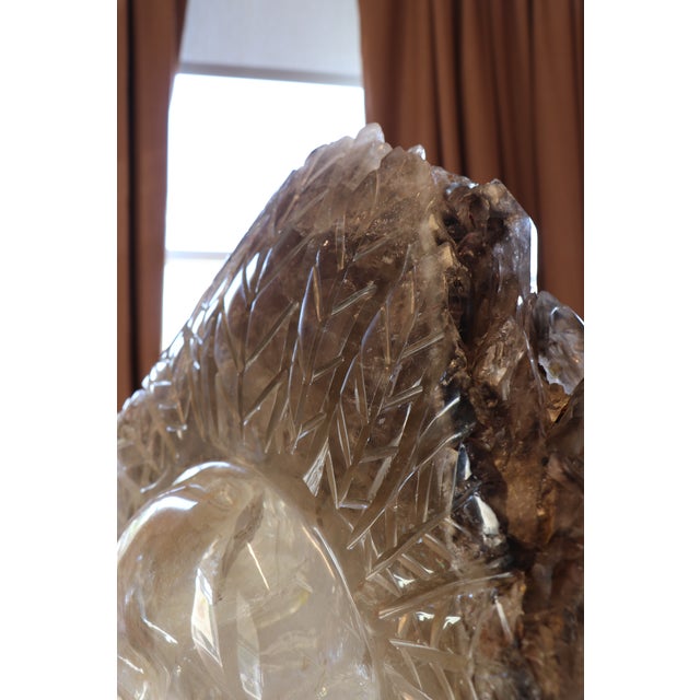 2020s Balam: Monumental Hand-Carved Brazilian Smoky Quartz Sculpture With Natural Elestial Formation For Sale - Image 5 of 16