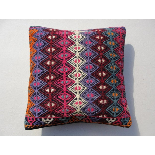 Turkish Kilim Rug Pillow For Sale - Image 3 of 11