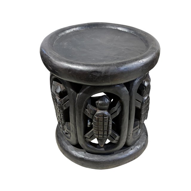 1980s Vintage Lg Tribal Nobility Bamileke Turtle Stool/Table Cameroon 17" H For Sale - Image 5 of 7