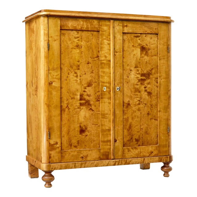 Antique Swedish Birch Fitted Cabinet For Sale